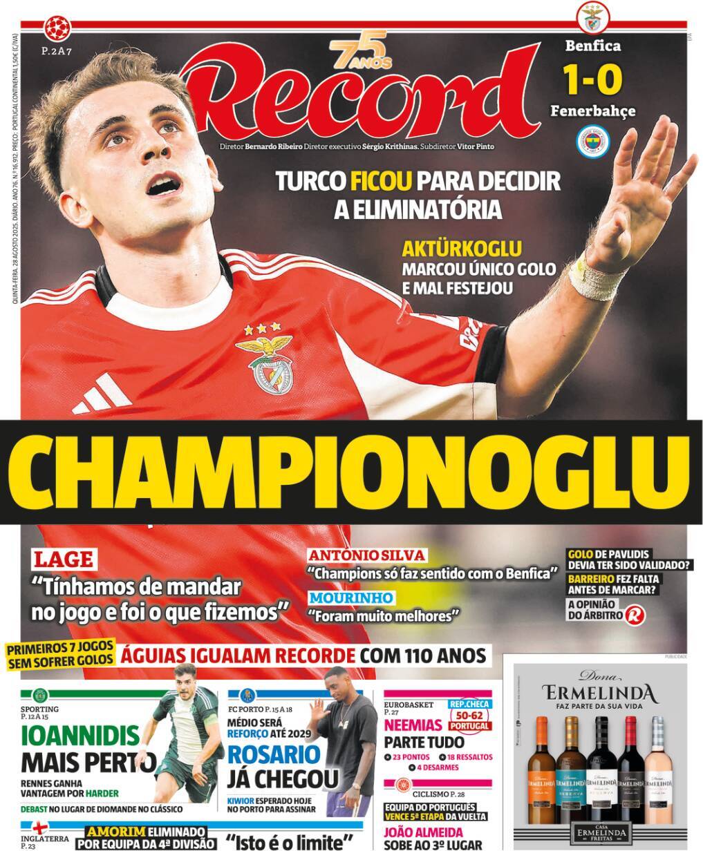 Record: Capa da Edi&ccedil;&atilde;o de quinta-feira, 28 de agosto 2025