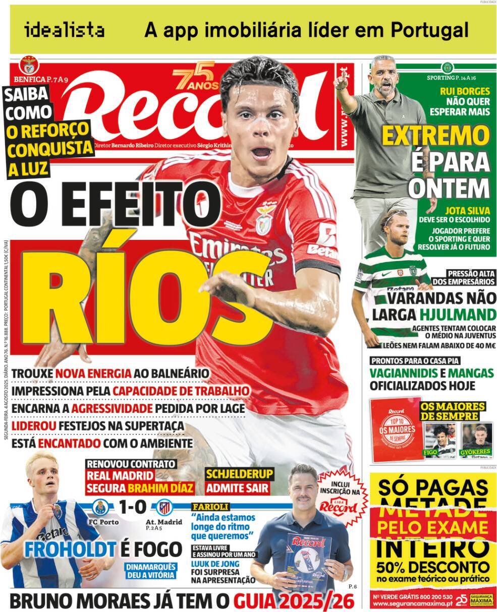 Record: Capa da Edi&ccedil;&atilde;o de segunda-feira, 04 de agosto 2025