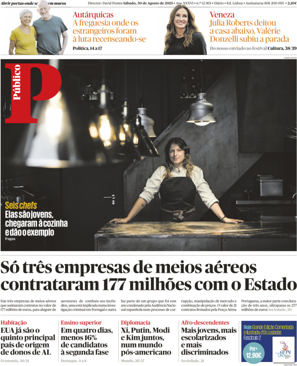 P&uacute;blico: Capa da Edi&ccedil;&atilde;o de s&aacute;bado, 30 de agosto 2025