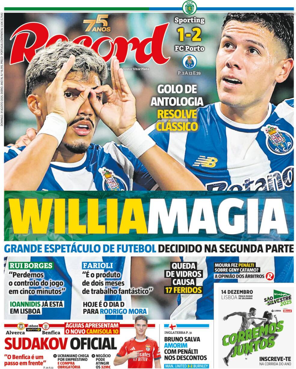 Record: Capa da Edi&ccedil;&atilde;o de domingo, 31 de agosto 2025