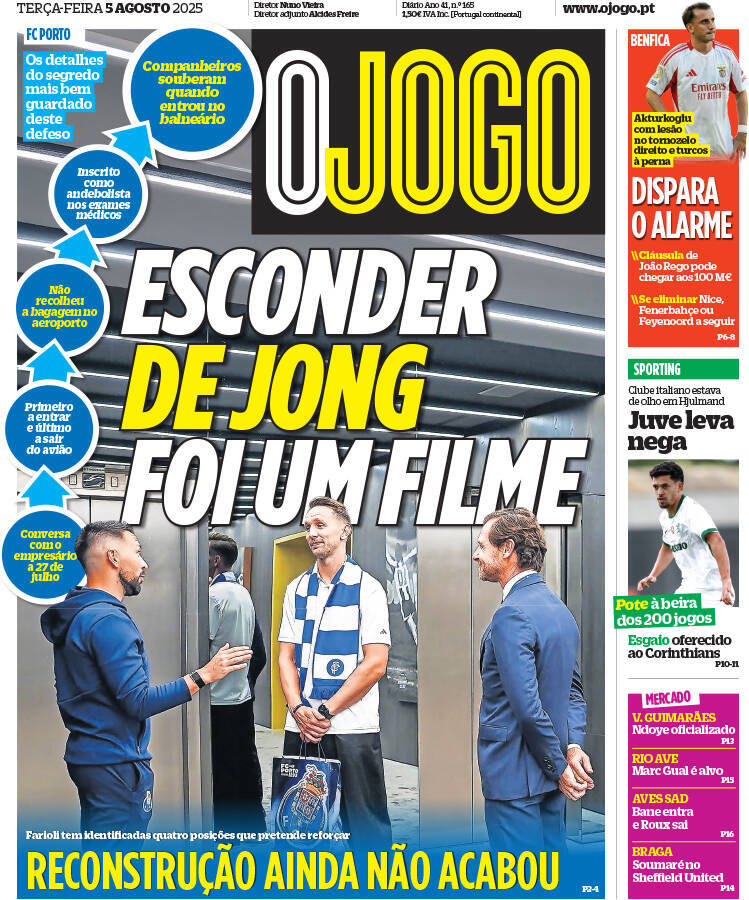 O Jogo: Capa da Edi&ccedil;&atilde;o de ter&ccedil;a-feira, 05 de agosto 2025