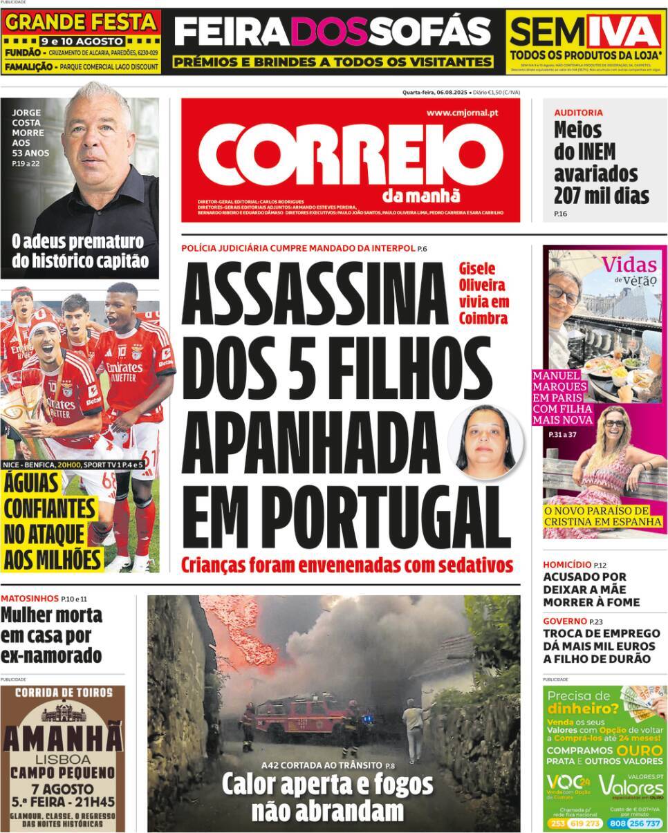O Jogo: Capa da Edi&ccedil;&atilde;o de quarta-feira, 06 de agosto 2025