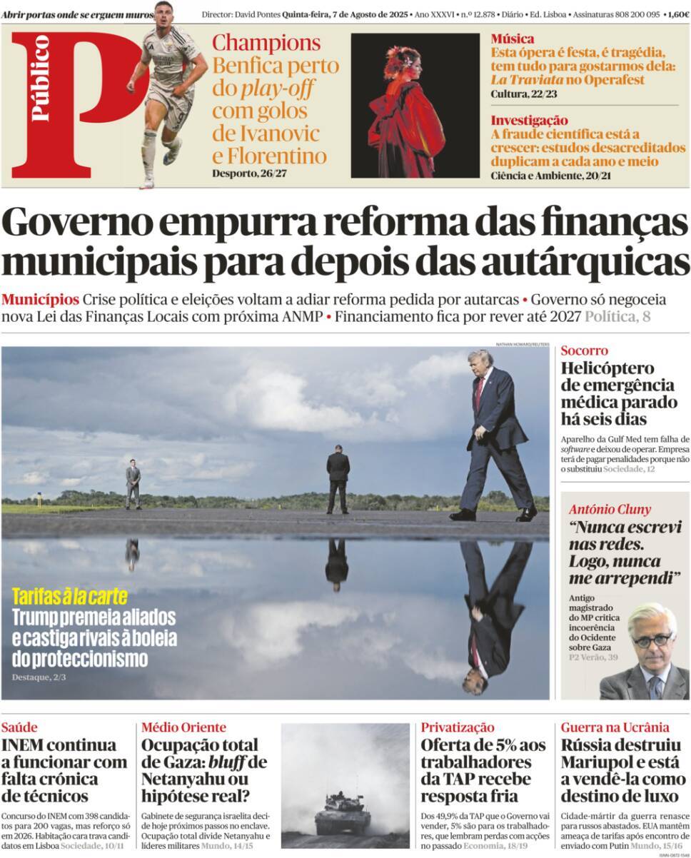 P&uacute;blico: Capa da Edi&ccedil;&atilde;o de quinta-feira, 07 de agosto 2025