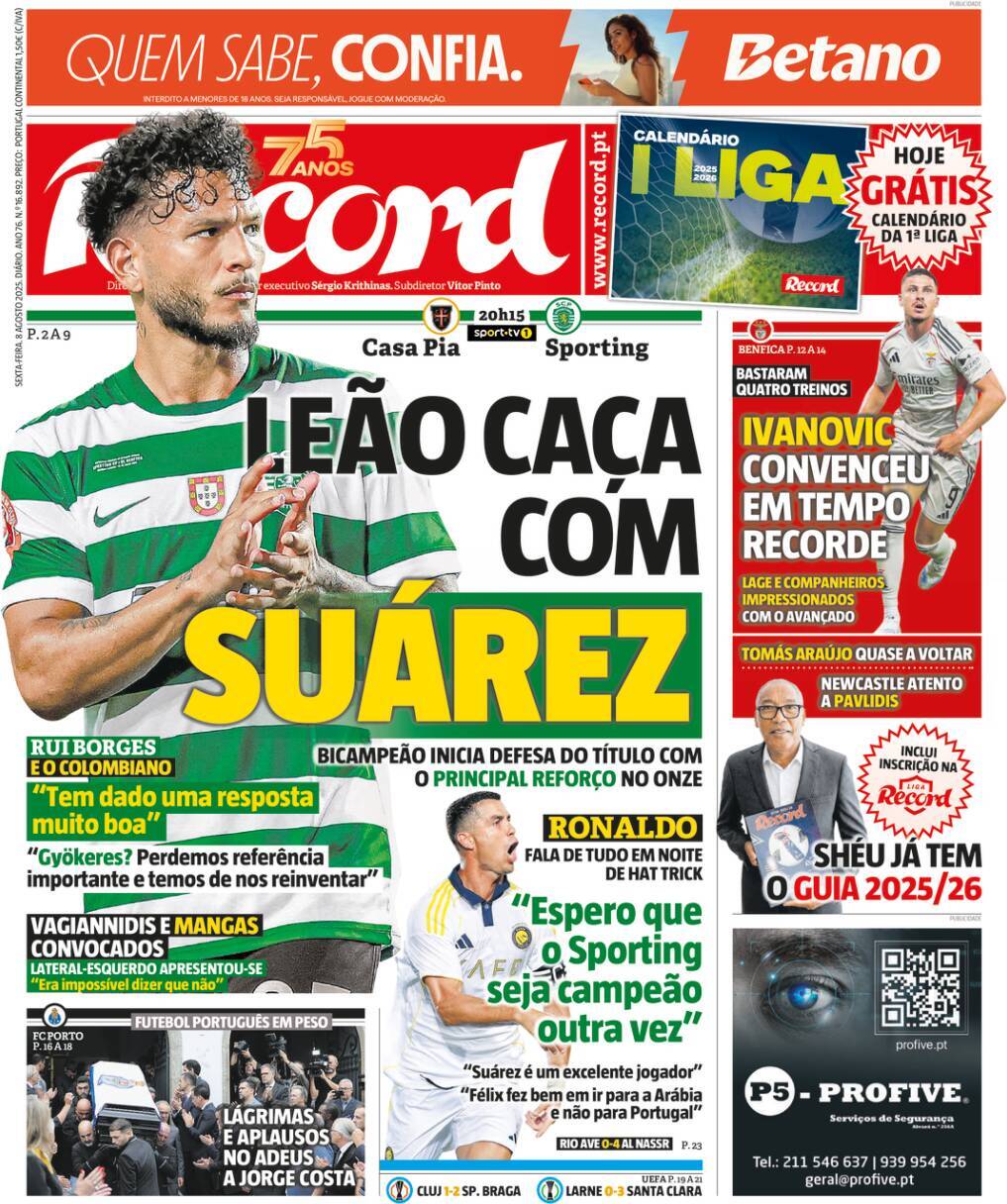 Record: Capa da Edi&ccedil;&atilde;o de sexta-feira, 08 de agosto 2025