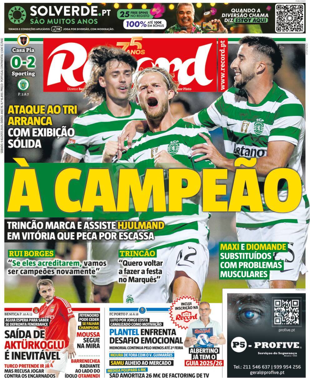 Record: Capa da Edi&ccedil;&atilde;o de s&aacute;bado, 09 de agosto 2025