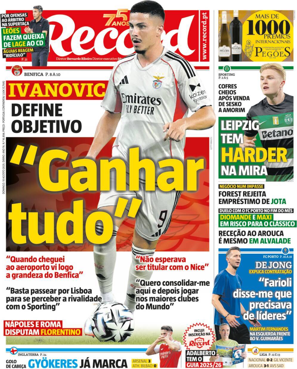 Record: Capa da Edi&ccedil;&atilde;o de domingo, 10 de agosto 2025