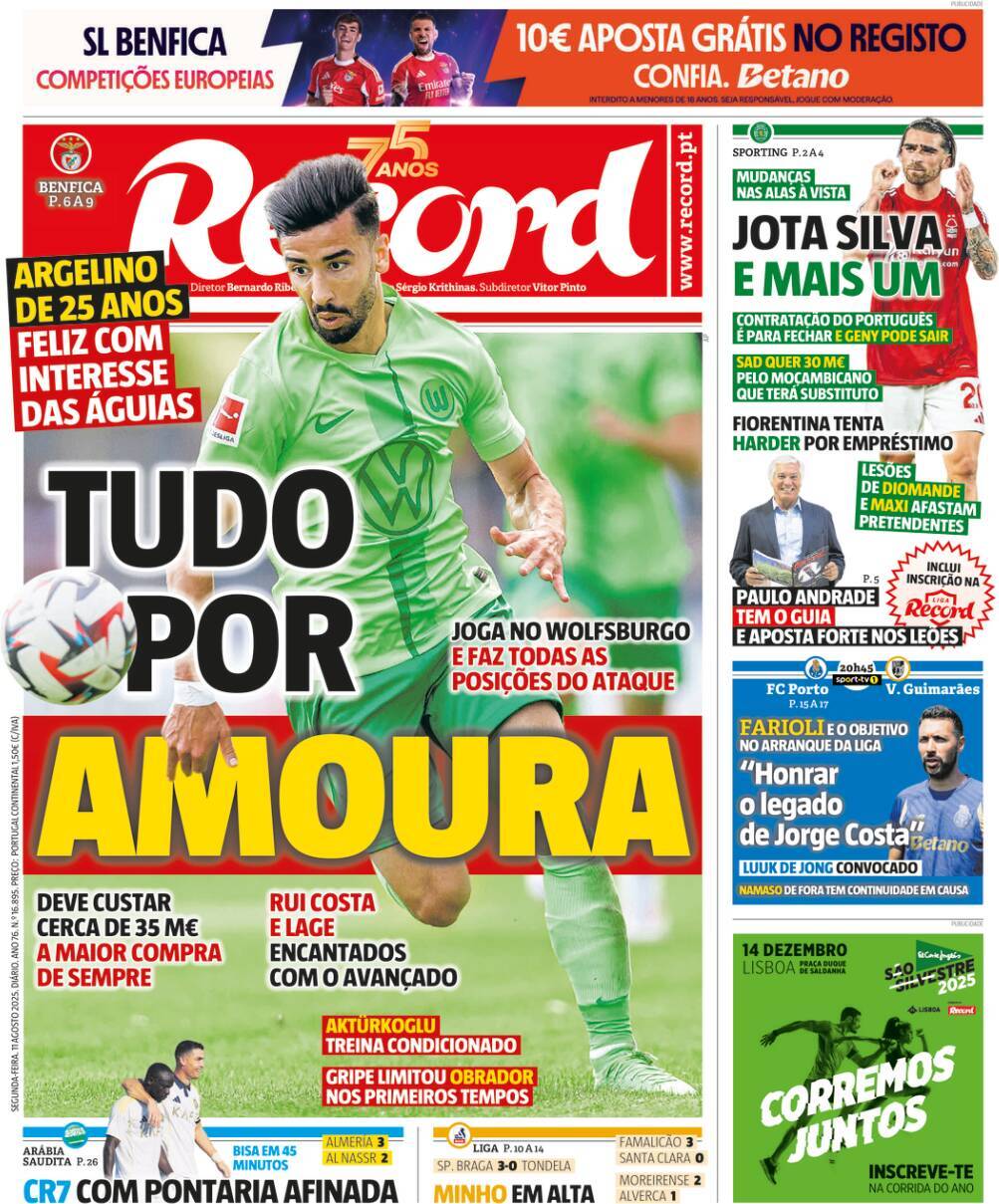 Record: Capa da Edi&ccedil;&atilde;o de segunda-feira, 11 de agosto 2025