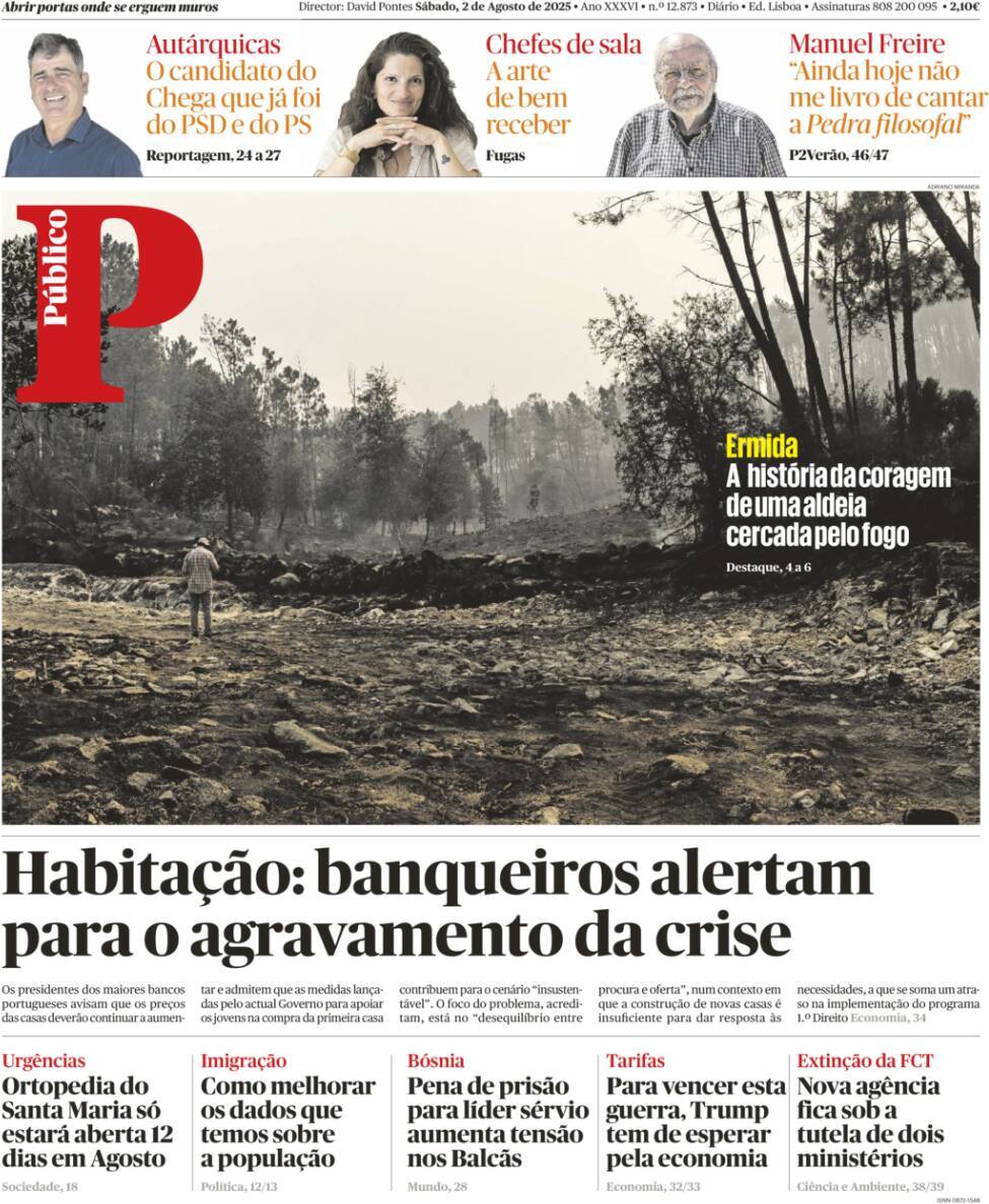P&uacute;blico: Capa da Edi&ccedil;&atilde;o de s&aacute;bado, 02 de agosto 2025
