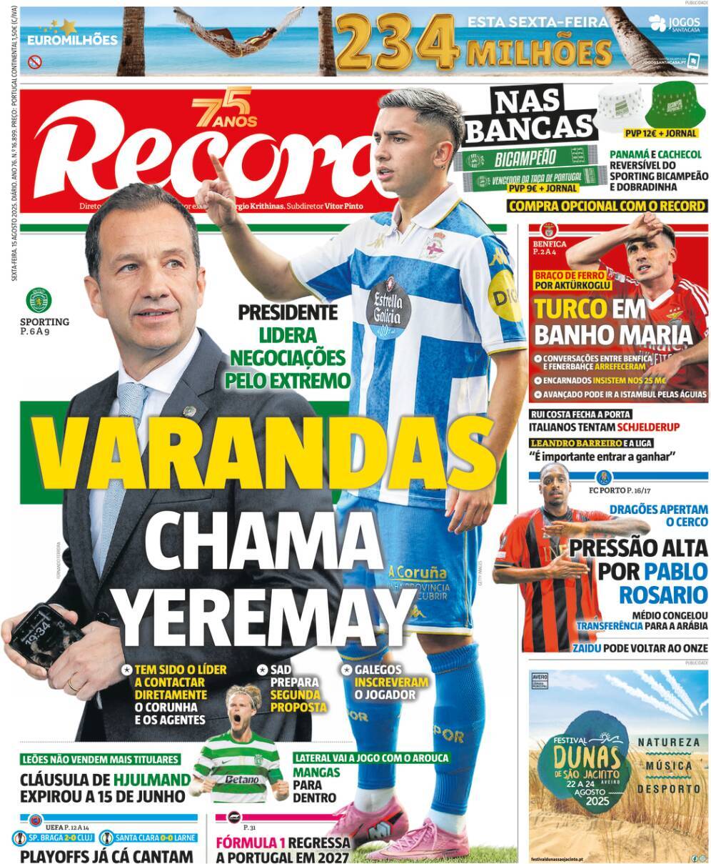 Record: Capa da Edi&ccedil;&atilde;o de sexta-feira, 15 de agosto 2025