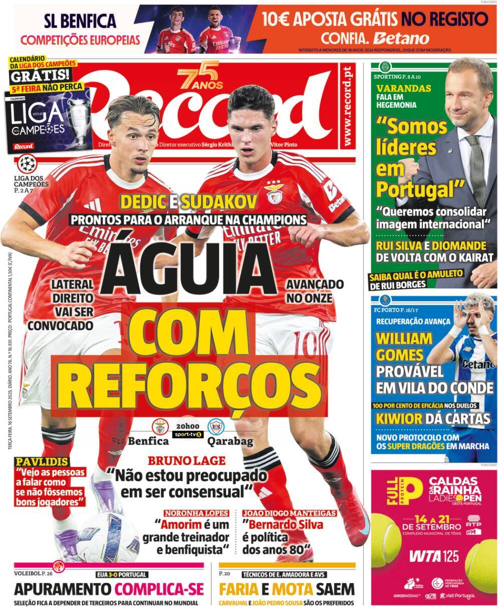 Record: Capa da Edi&ccedil;&atilde;o de ter&ccedil;a-feira, 16 de setembro 2025