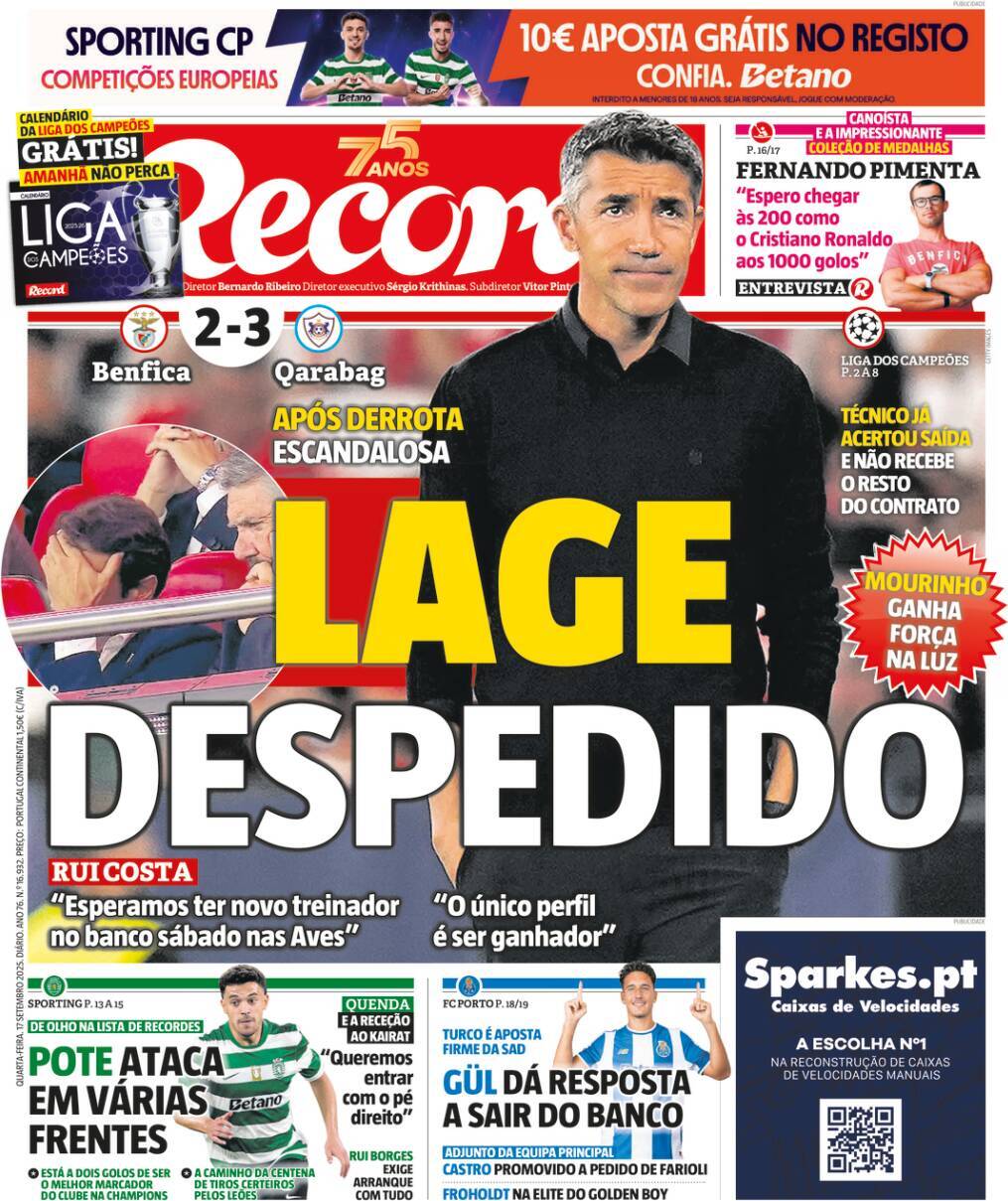 Record: Capa da Edi&ccedil;&atilde;o de quarta-feira, 17 de setembro 2025