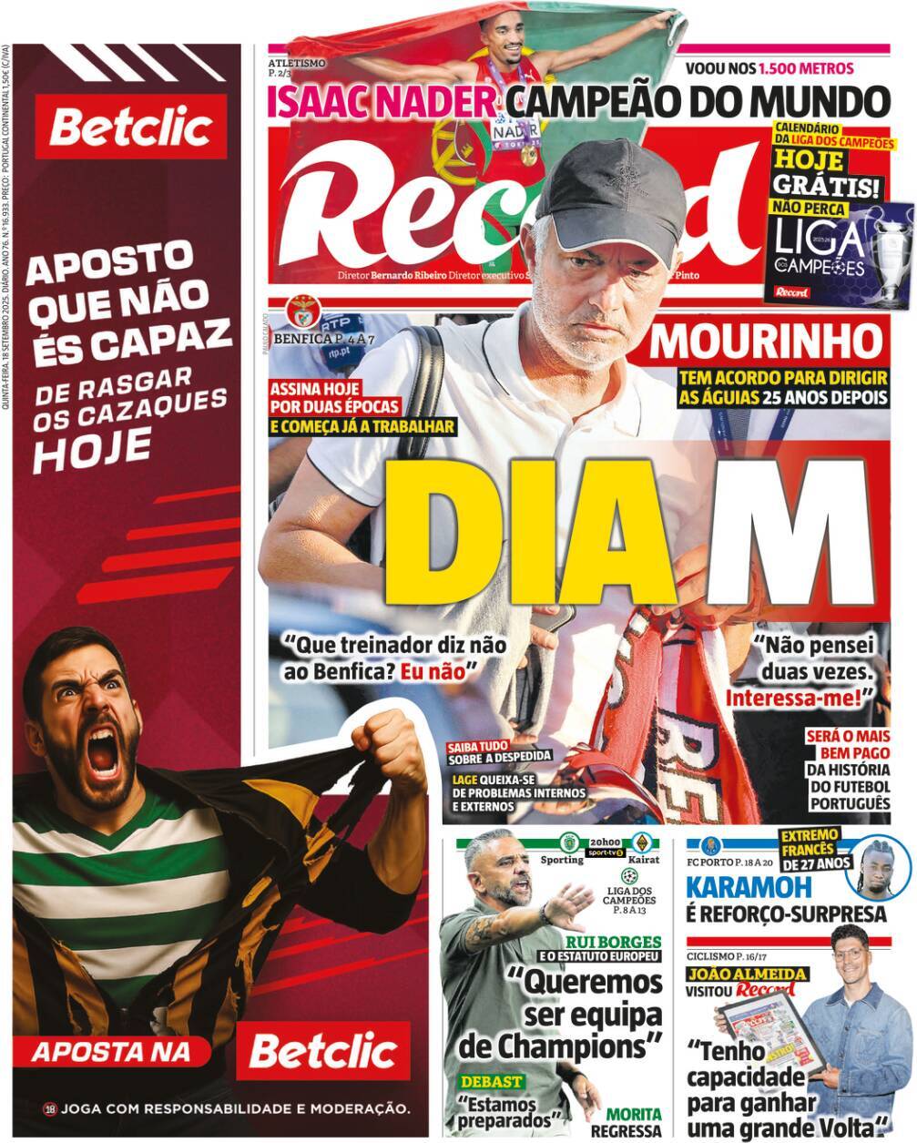 Record: Capa da Edi&ccedil;&atilde;o de quinta-feira, 18 de setembro 2025