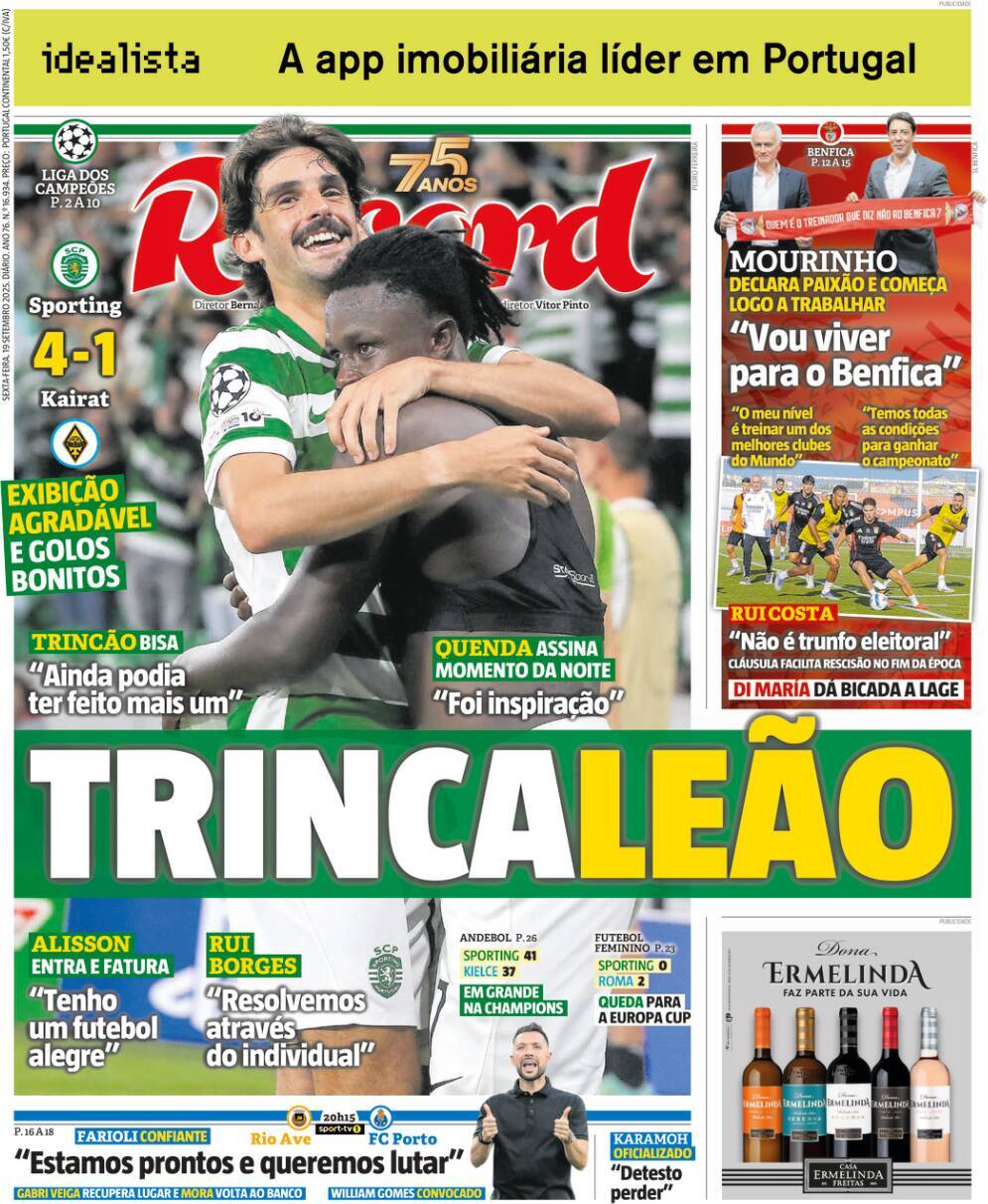 Record: Capa da Edi&ccedil;&atilde;o de sexta-feira, 19 de setembro 2025