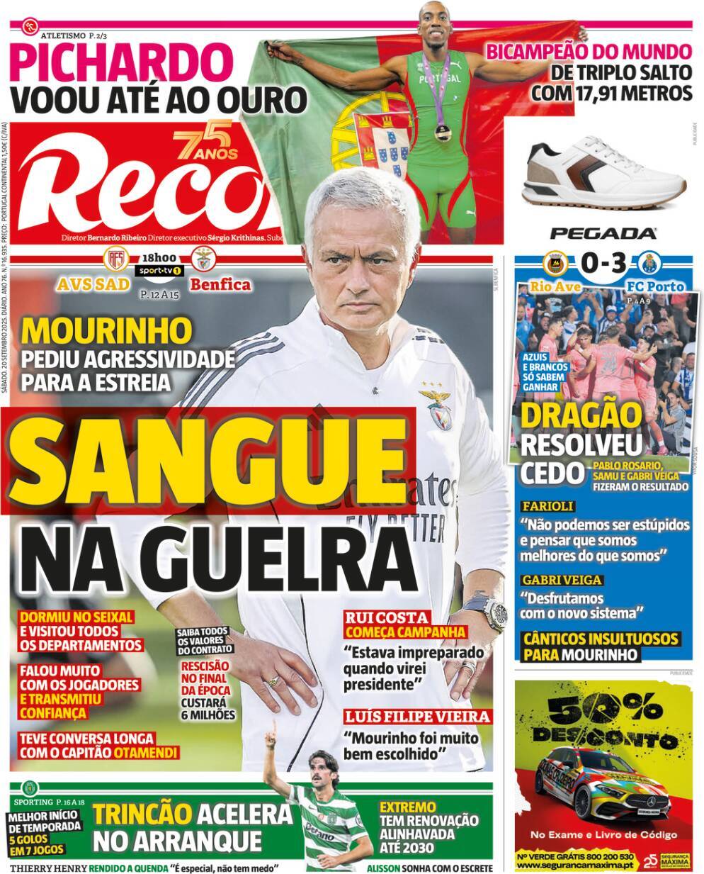 Record: Capa da Edi&ccedil;&atilde;o de s&aacute;bado, 20 de setembro 2025