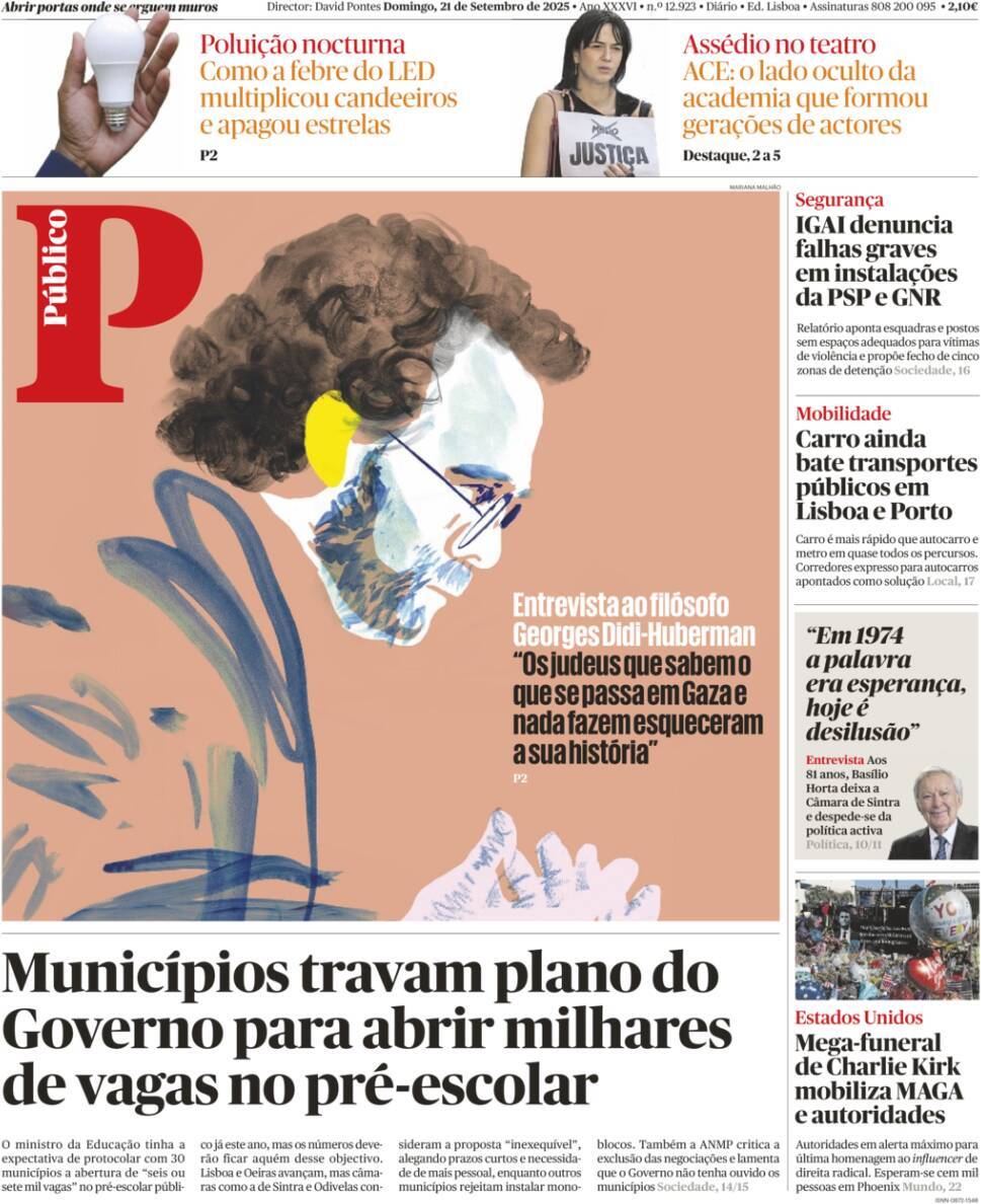 P&uacute;blico: Capa da Edi&ccedil;&atilde;o de domingo, 21 de setembro 2025