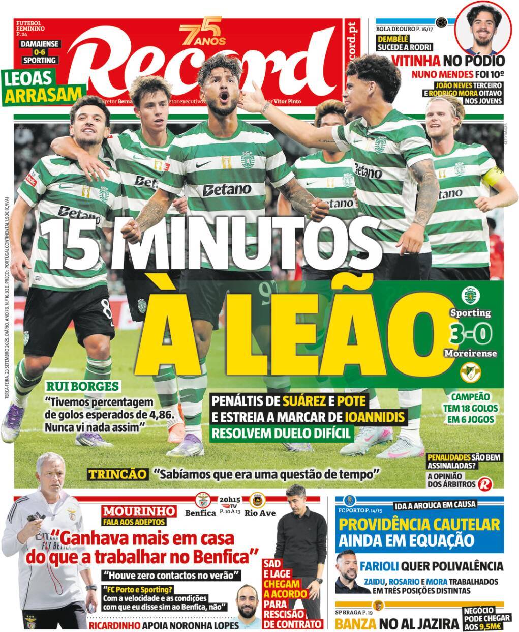 Record: Capa da Edi&ccedil;&atilde;o de ter&ccedil;a-feira, 23 de setembro 2025