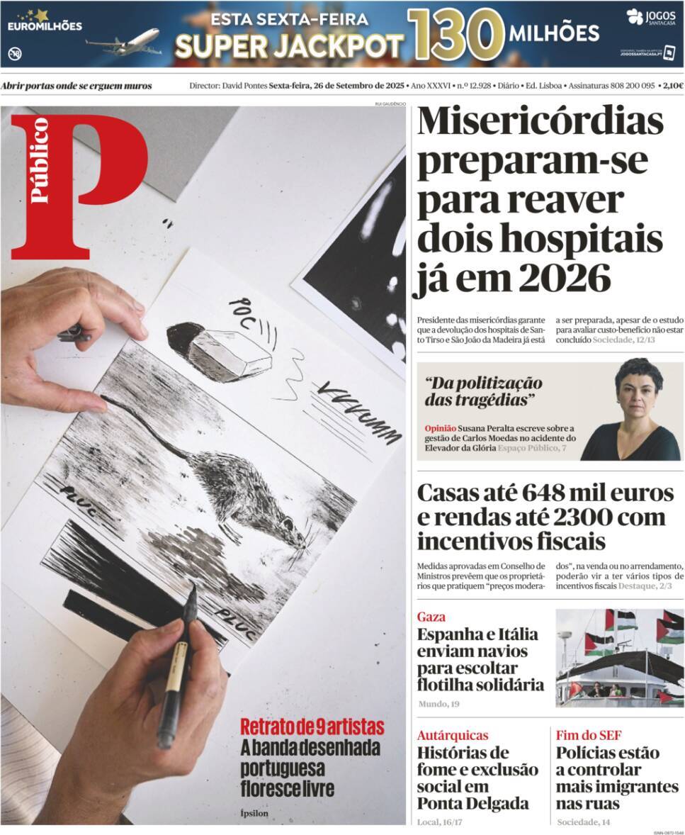 P&uacute;blico: Capa da Edi&ccedil;&atilde;o de sexta-feira, 26 de setembro 2025