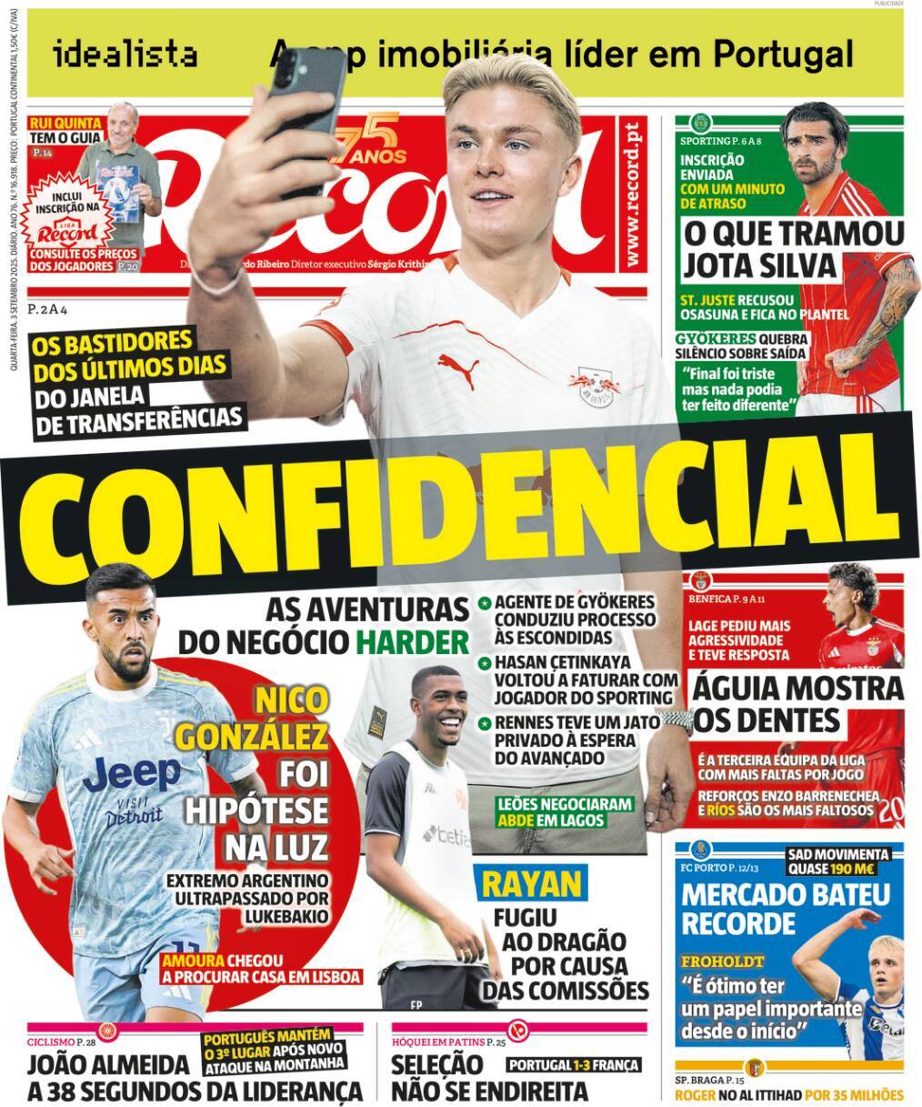 Record: Capa da Edi&ccedil;&atilde;o de quarta-feira, 03 de setembro 2025