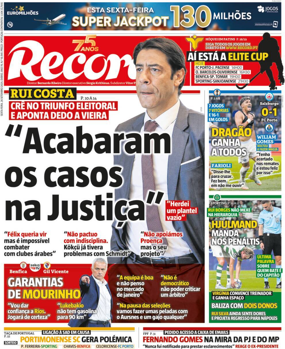 Record: Capa da Edi&ccedil;&atilde;o de sexta-feira, 26 de setembro 2025