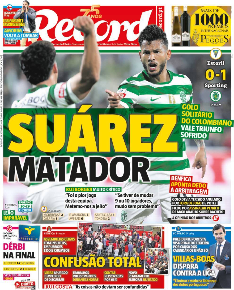 Record: Capa da Edi&ccedil;&atilde;o de domingo, 28 de setembro 2025