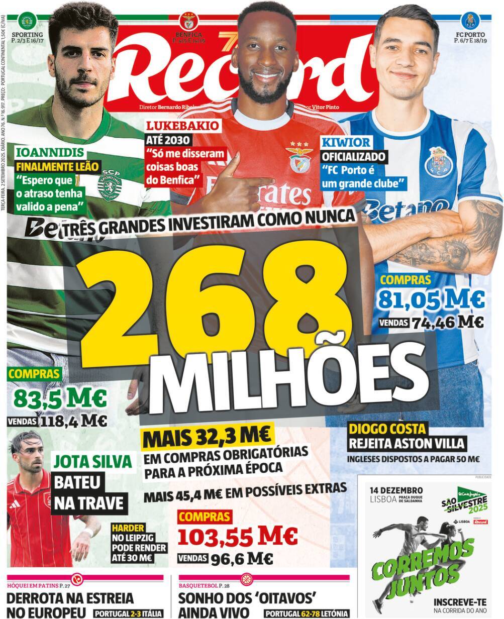 Record: Capa da Edi&ccedil;&atilde;o de ter&ccedil;a-feira, 02 de setembro 2025