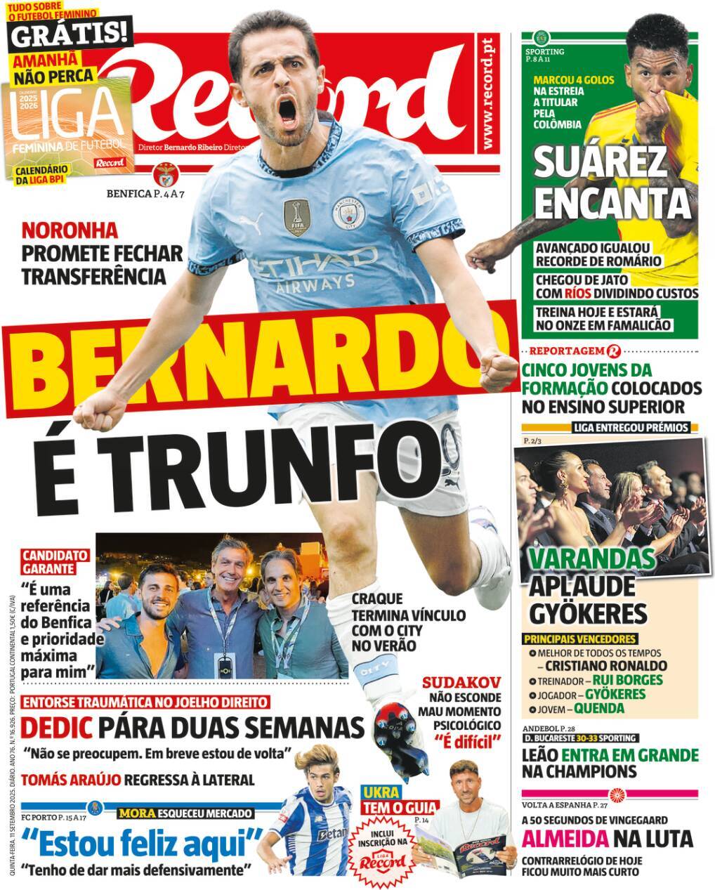 Record: Capa da Edi&ccedil;&atilde;o de quinta-feira, 11 de setembro 2025