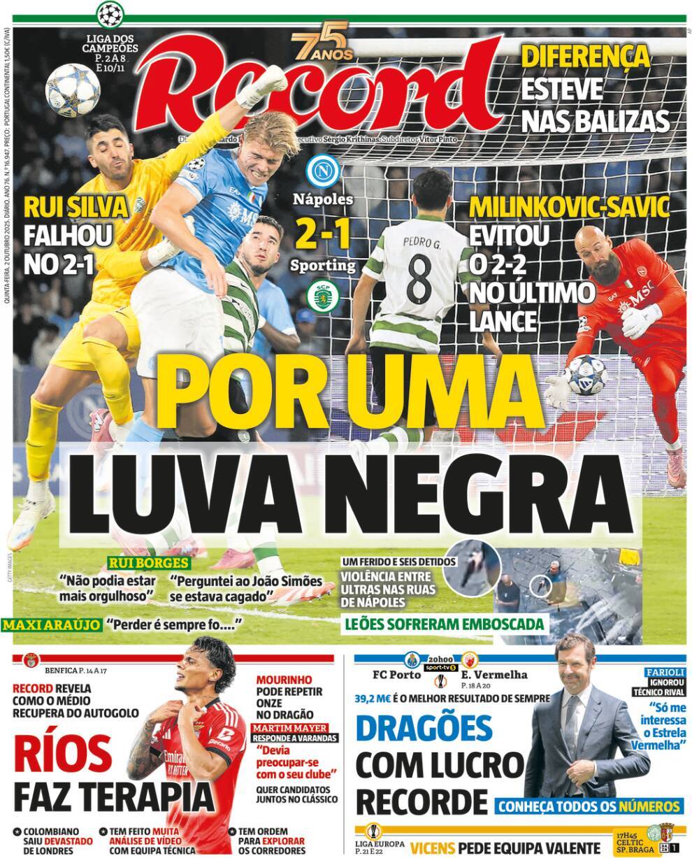 Record: Capa da Edi&ccedil;&atilde;o de quinta-feira, 02 de outubro 2025