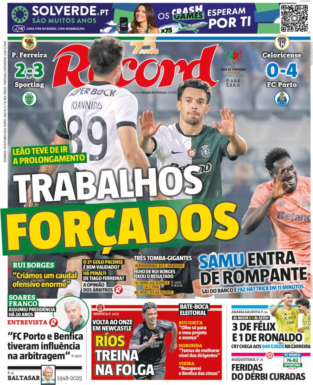 Record: Capa da Edi&ccedil;&atilde;o de domingo, 19 de outubro 2025