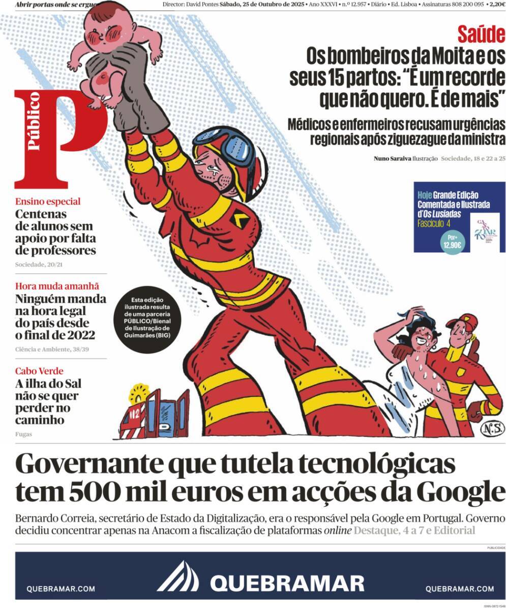 P&uacute;blico: Capa da Edi&ccedil;&atilde;o de s&aacute;bado, 25 de outubro 2025