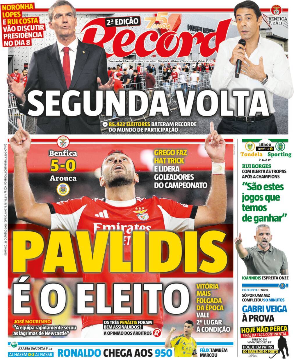 Record: Capa da Edi&ccedil;&atilde;o de segunda-feira, 27 de outubro 2025