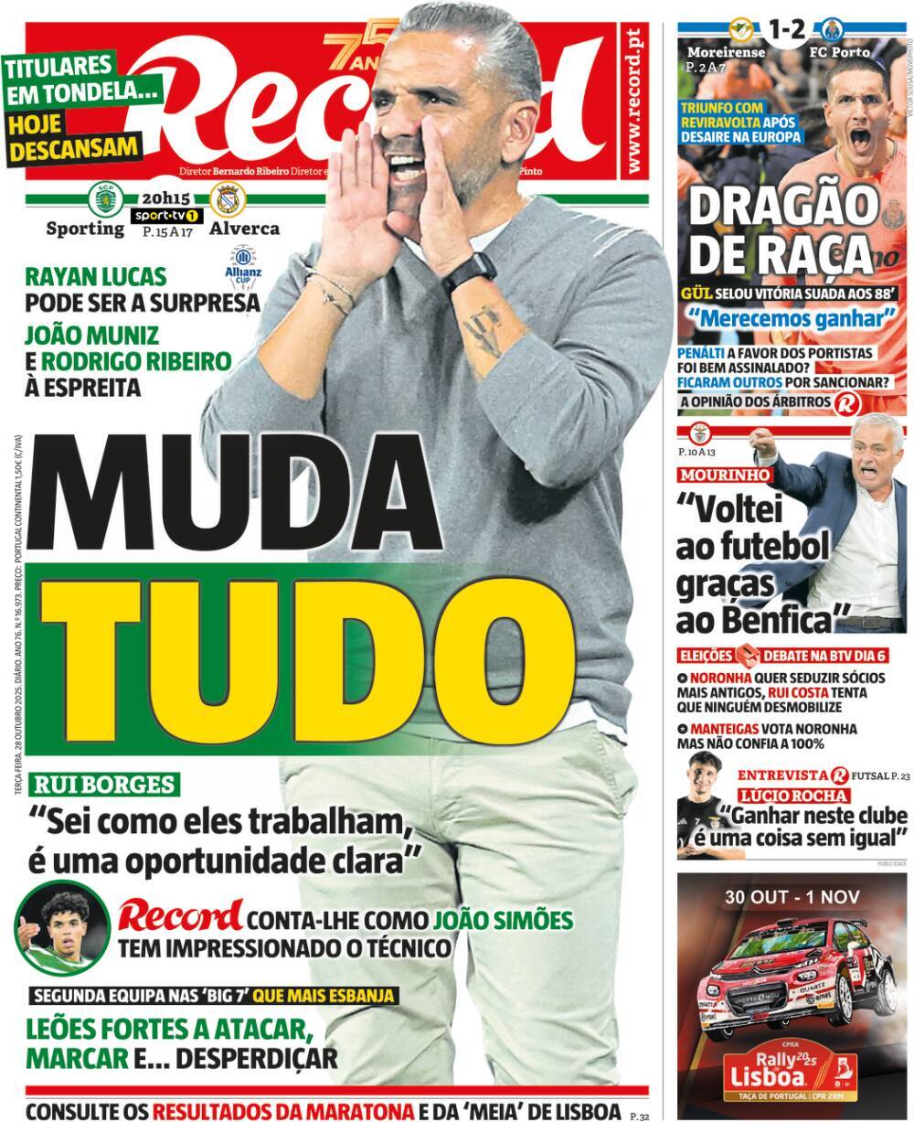 Record: Capa da Edi&ccedil;&atilde;o de ter&ccedil;a-feira, 28 de outubro 2025