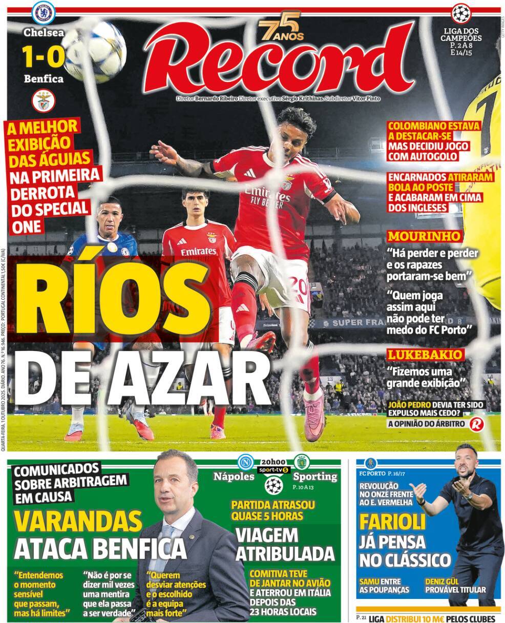 Record: Capa da Edi&ccedil;&atilde;o de quarta-feira, 01 de outubro 2025
