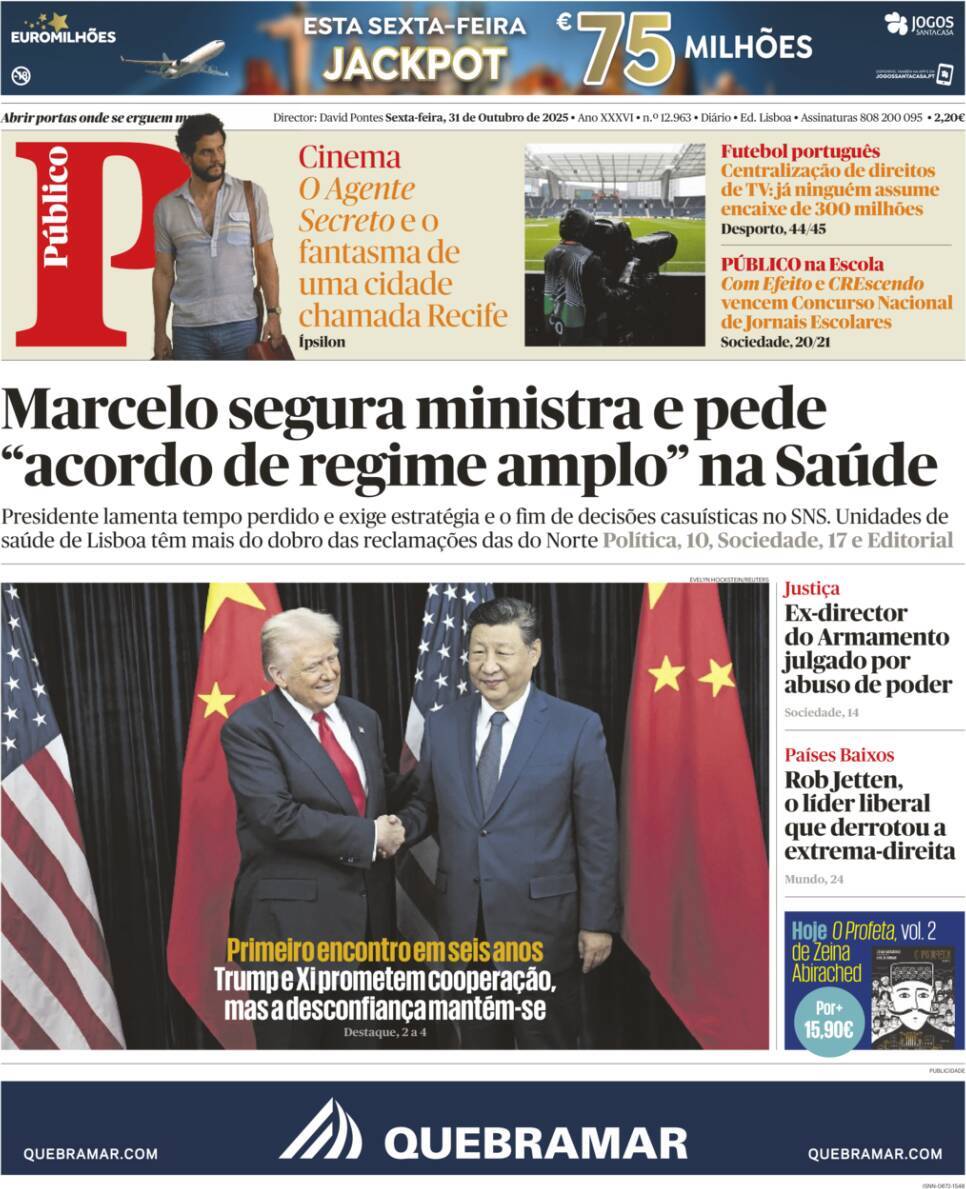 P&uacute;blico: Capa da Edi&ccedil;&atilde;o de sexta-feira, 31 de outubro 2025