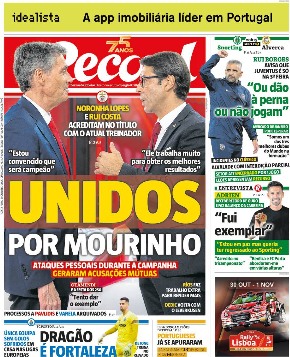 Record: Capa da Edi&ccedil;&atilde;o de sexta-feira, 31 de outubro 2025