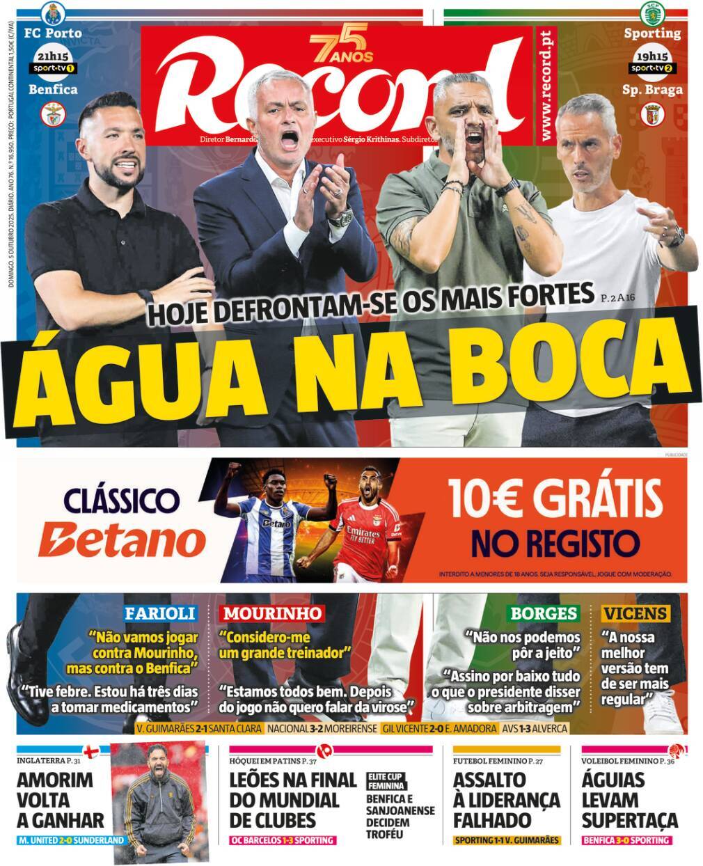 Record: Capa da Edi&ccedil;&atilde;o de domingo, 05 de outubro 2025