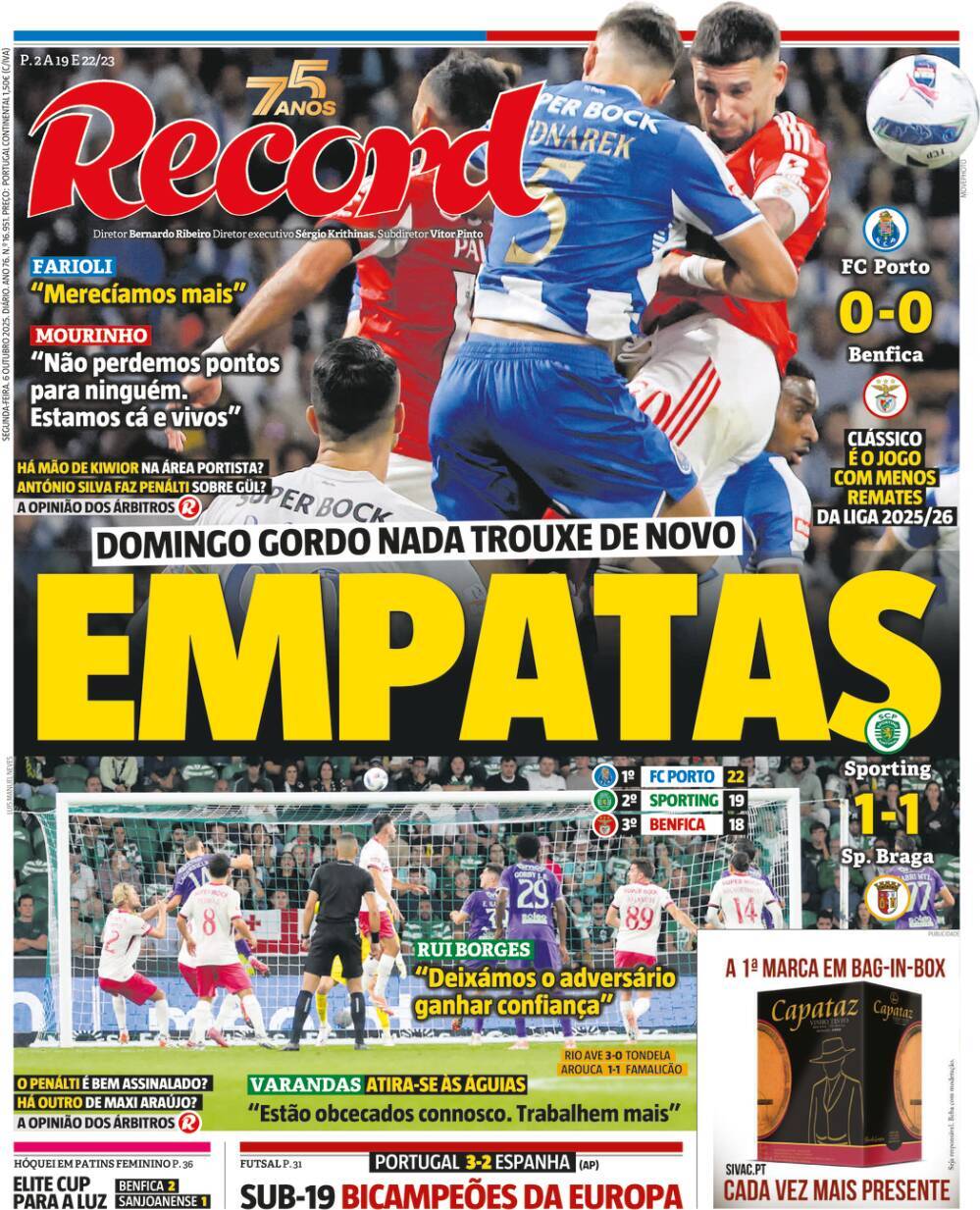 Record: Capa da Edi&ccedil;&atilde;o de segunda-feira, 06 de outubro 2025