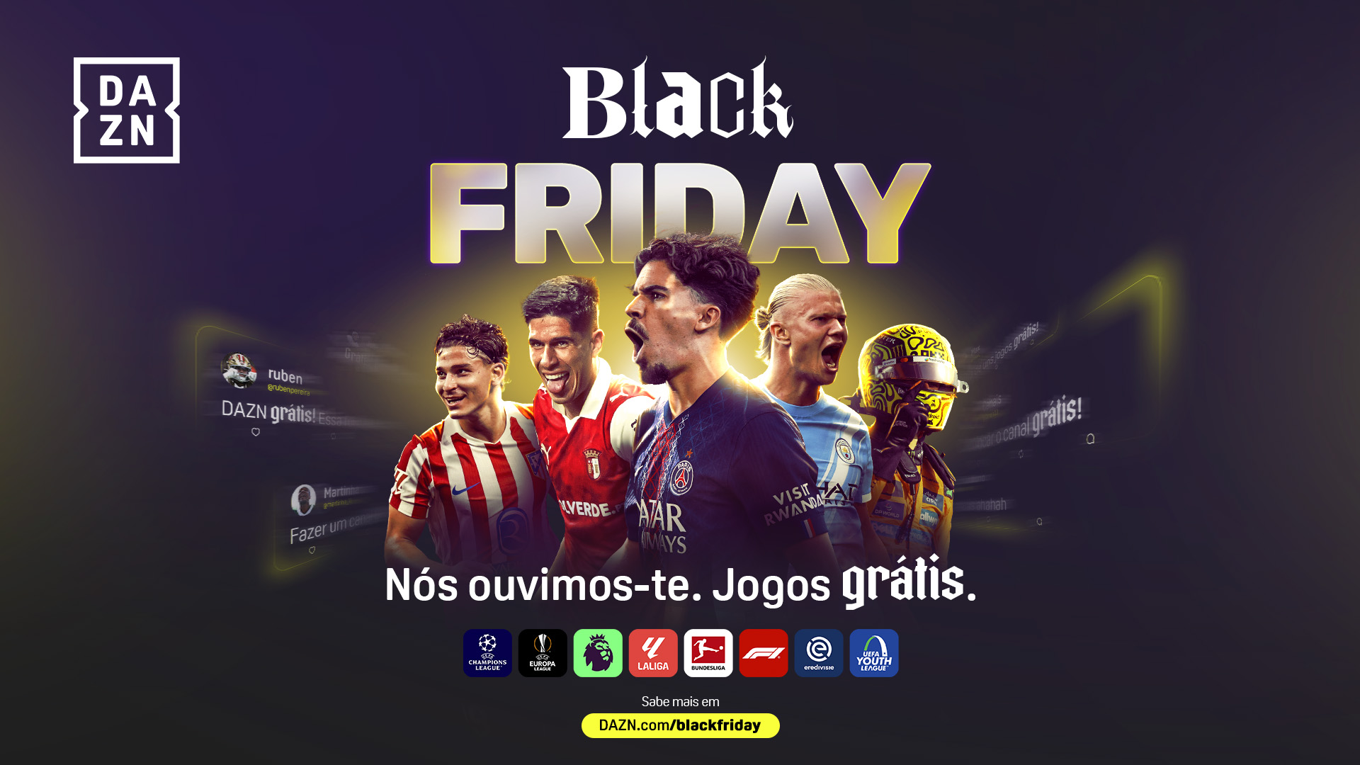 DAZN transmite gratuitamente Champions League e muito mais na semana da Black Friday