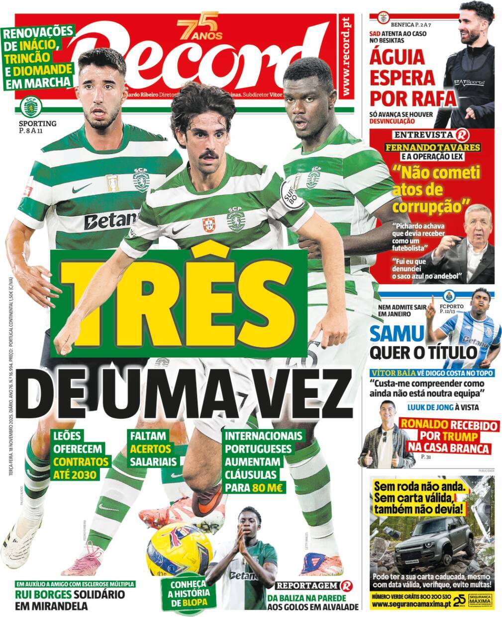 Record: Capa da Edi&ccedil;&atilde;o de ter&ccedil;a-feira, 18 de novembro 2025