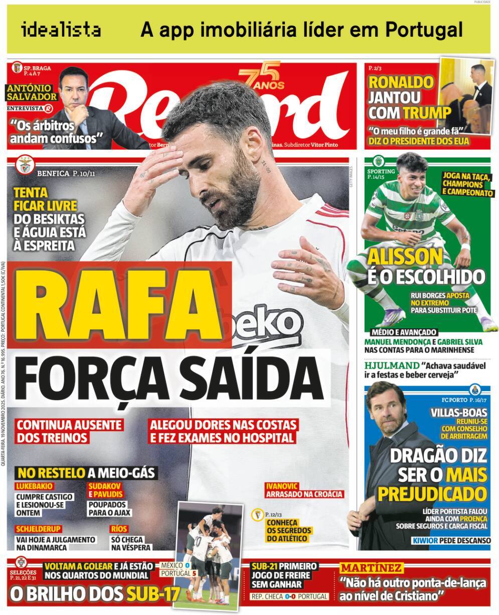 Record: Capa da Edi&ccedil;&atilde;o de quarta-feira, 19 de novembro 2025