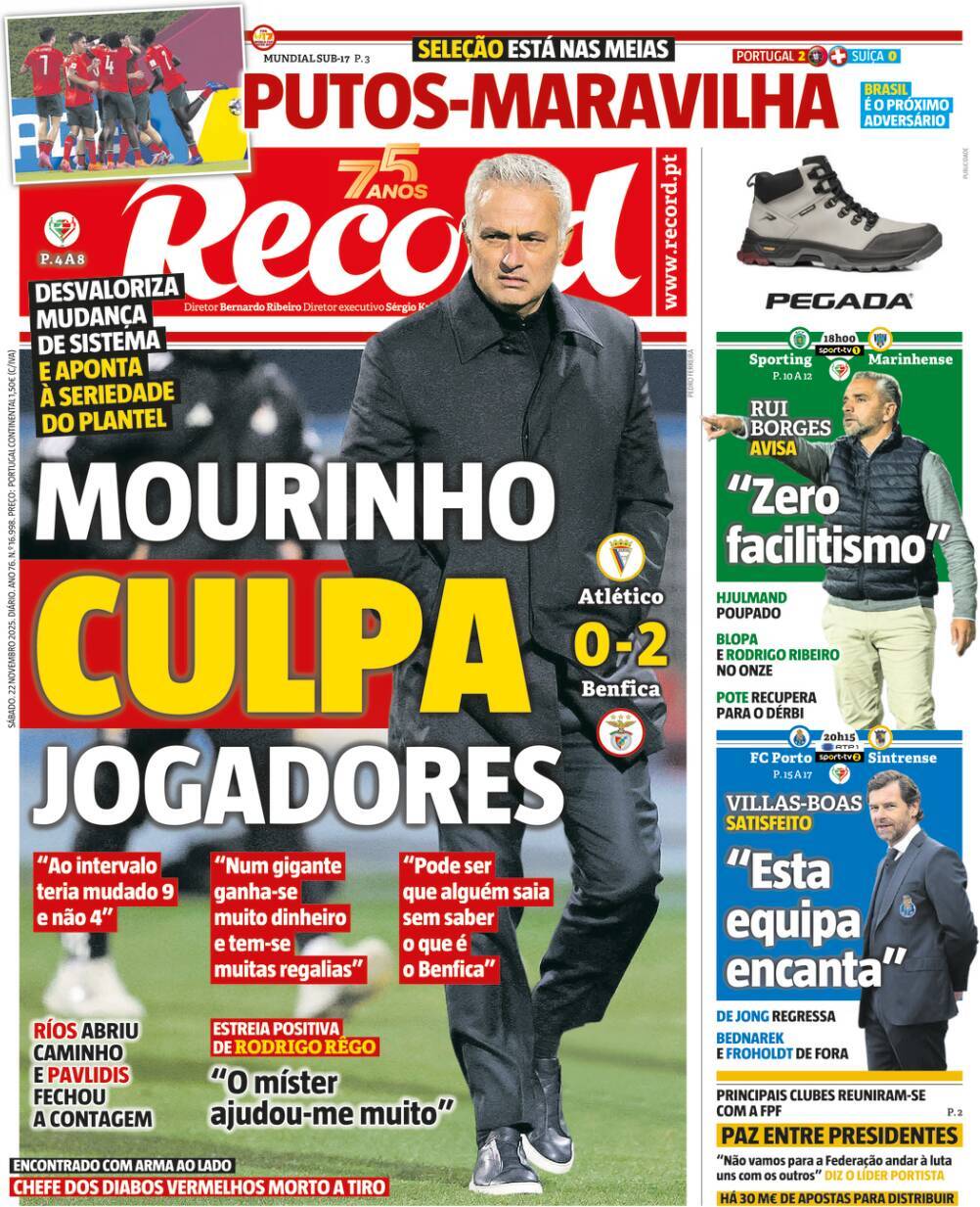 Record: Capa da Edi&ccedil;&atilde;o de s&aacute;bado, 22 de novembro 2025