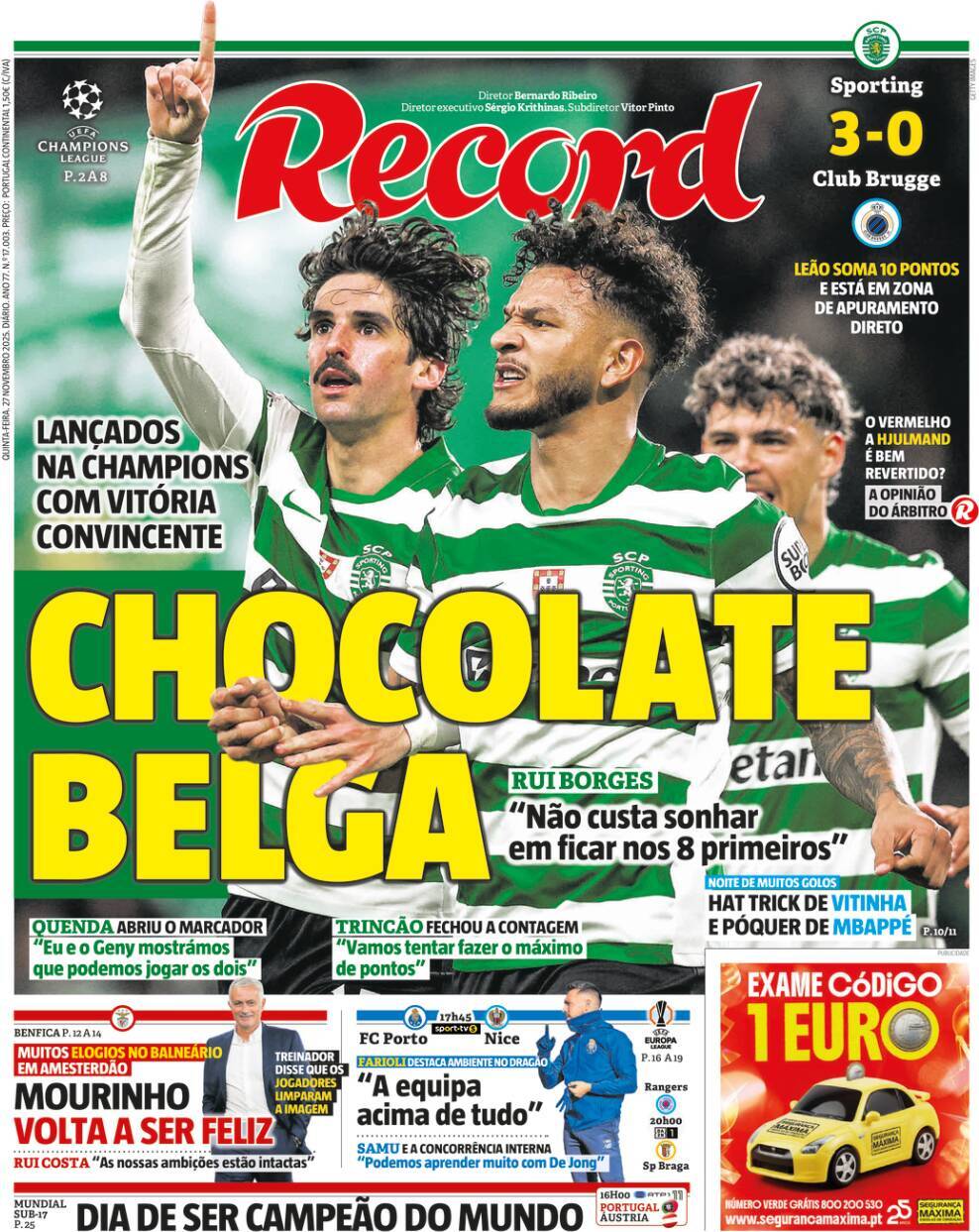 Record: Capa da Edi&ccedil;&atilde;o de quinta-feira, 27 de novembro 2025