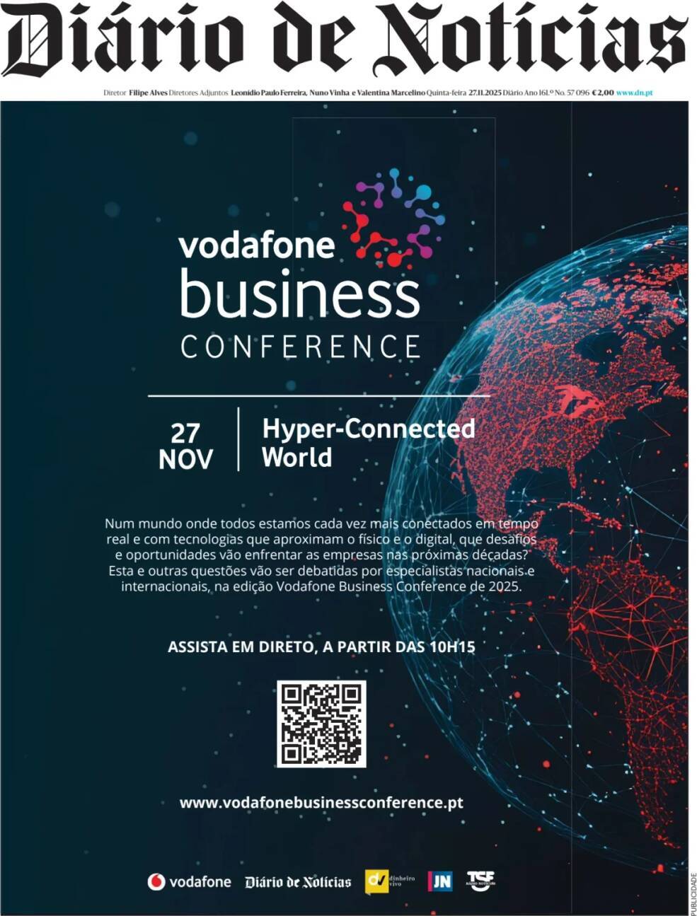 Di&aacute;rio de Not&iacute;cias: Capa da Edi&ccedil;&atilde;o de quinta-feira, 27 de novembro 2025