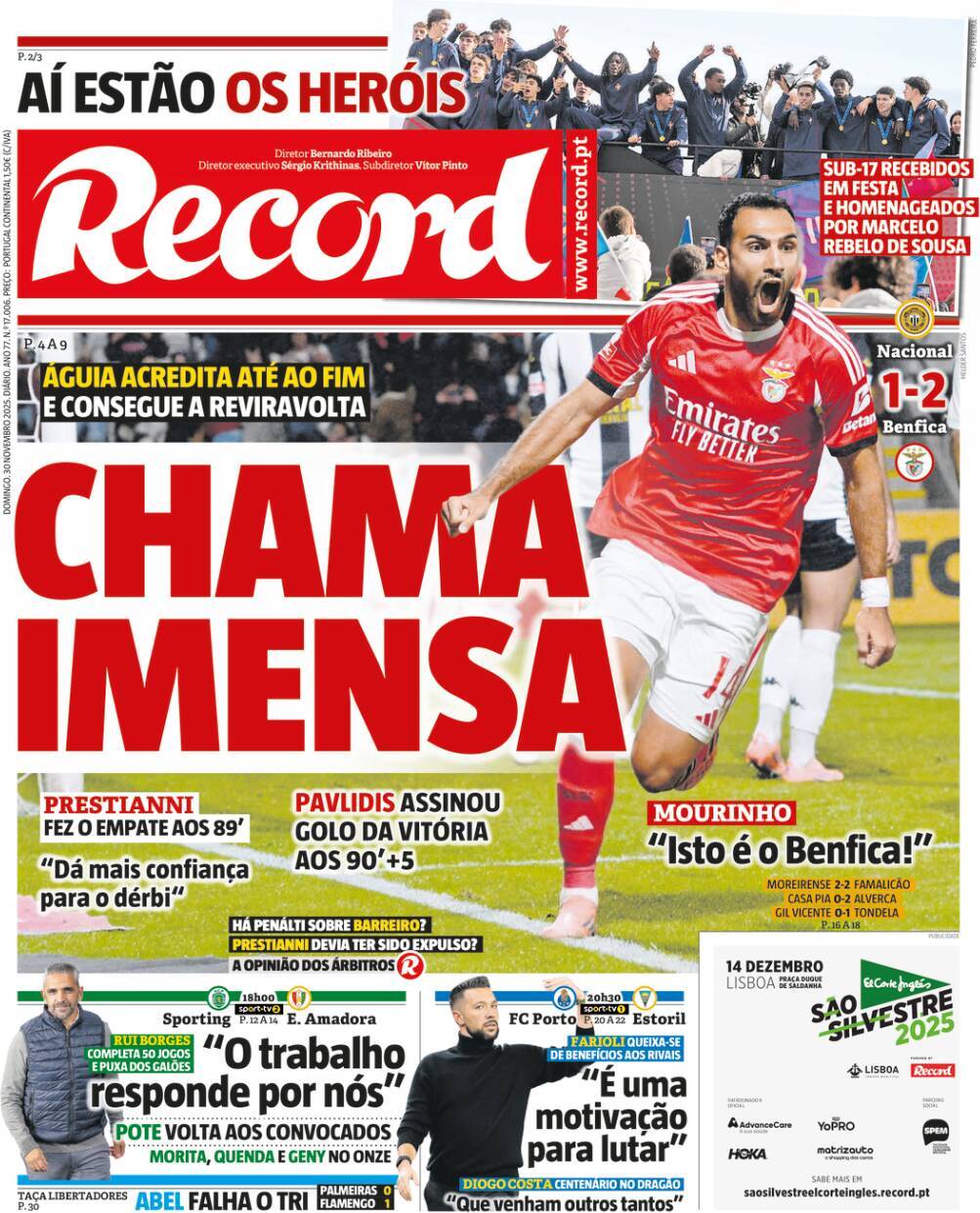 Record: Capa da Edi&ccedil;&atilde;o de domingo, 30 de novembro 2025