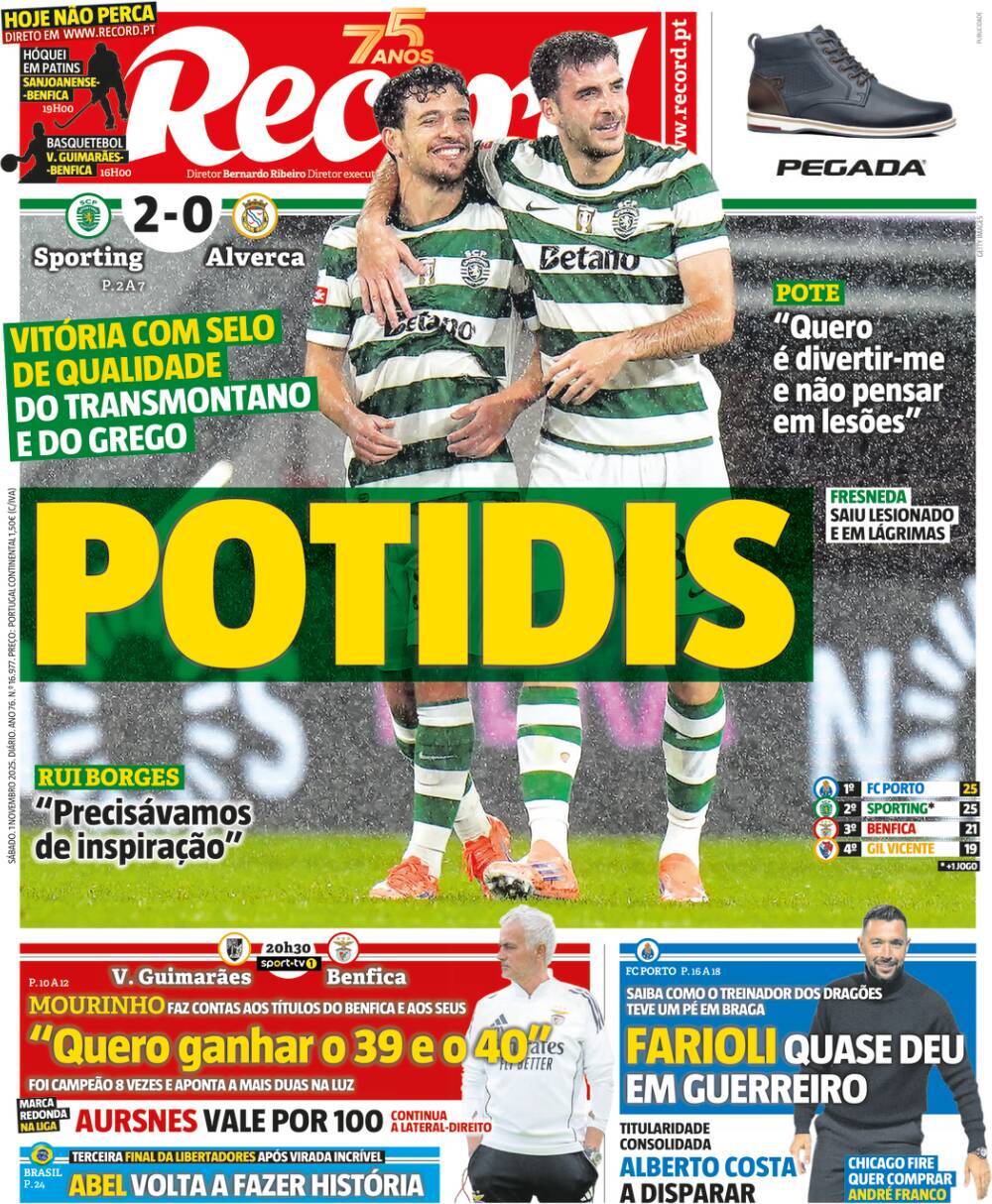 Record: Capa da Edi&ccedil;&atilde;o de s&aacute;bado, 01 de novembro 2025