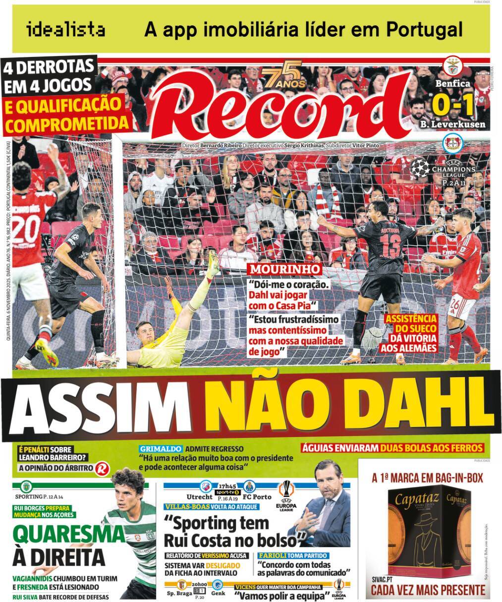 Record: Capa da Edi&ccedil;&atilde;o de quinta-feira, 06 de novembro 2025