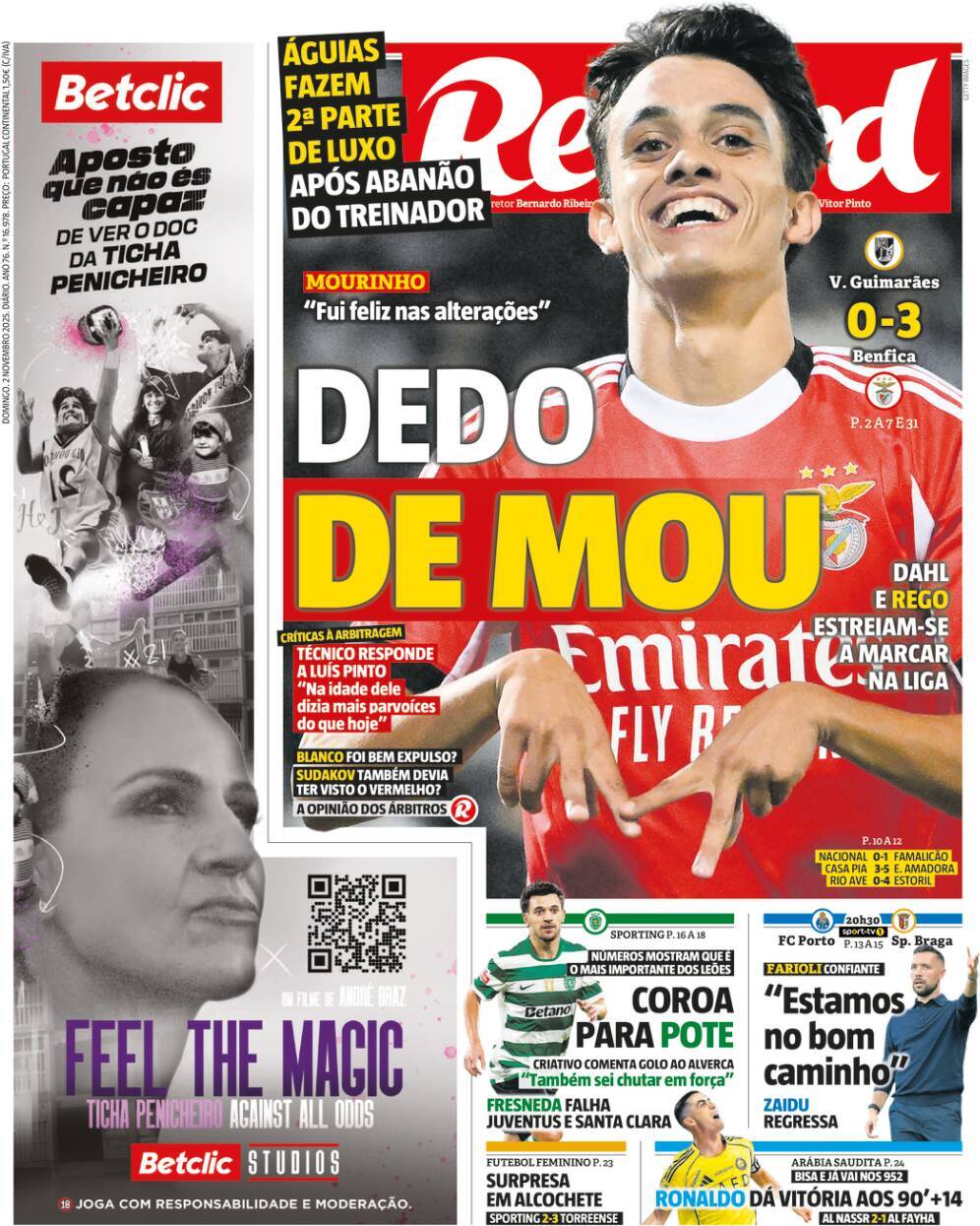 Record: Capa da Edi&ccedil;&atilde;o de domingo, 02 de novembro 2025