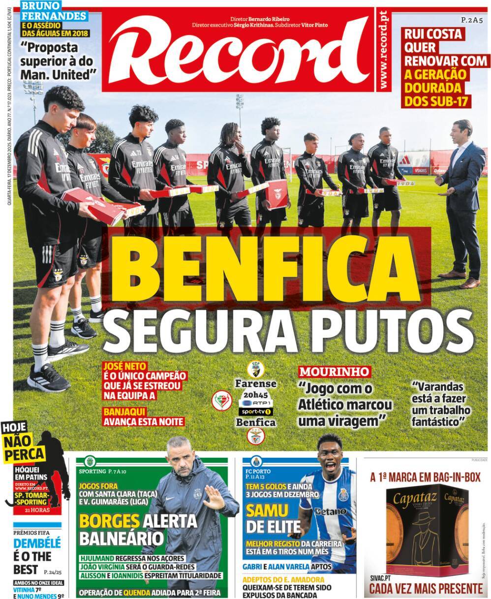 Record: Capa da Edi&ccedil;&atilde;o de quarta-feira, 17 de dezembro 2025