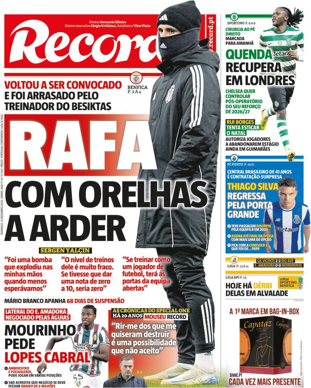 Record: Capa da Edi&ccedil;&atilde;o de domingo, 21 de dezembro 2025