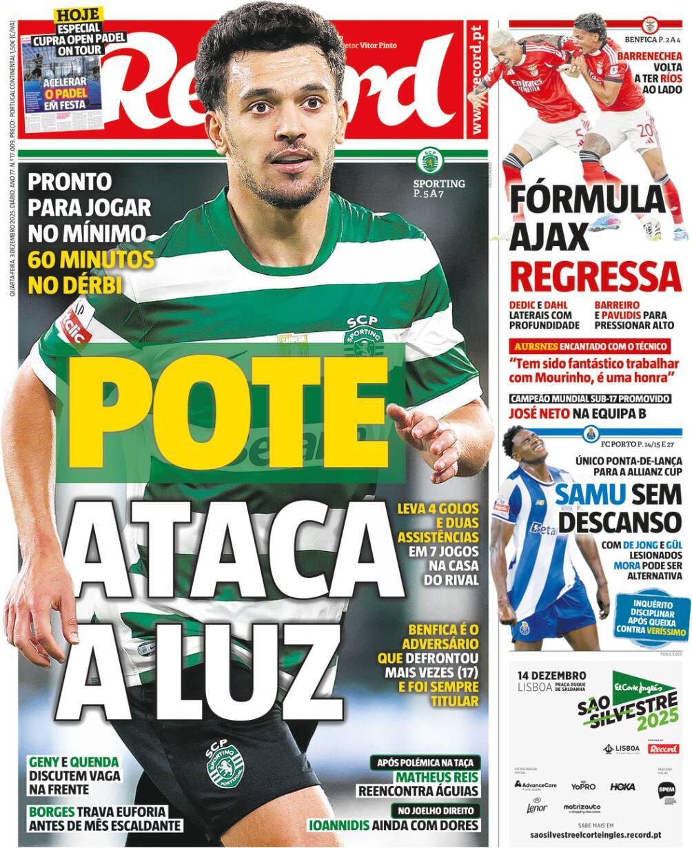 Record: Capa da Edi&ccedil;&atilde;o de quarta-feira, 03 de dezembro 2025