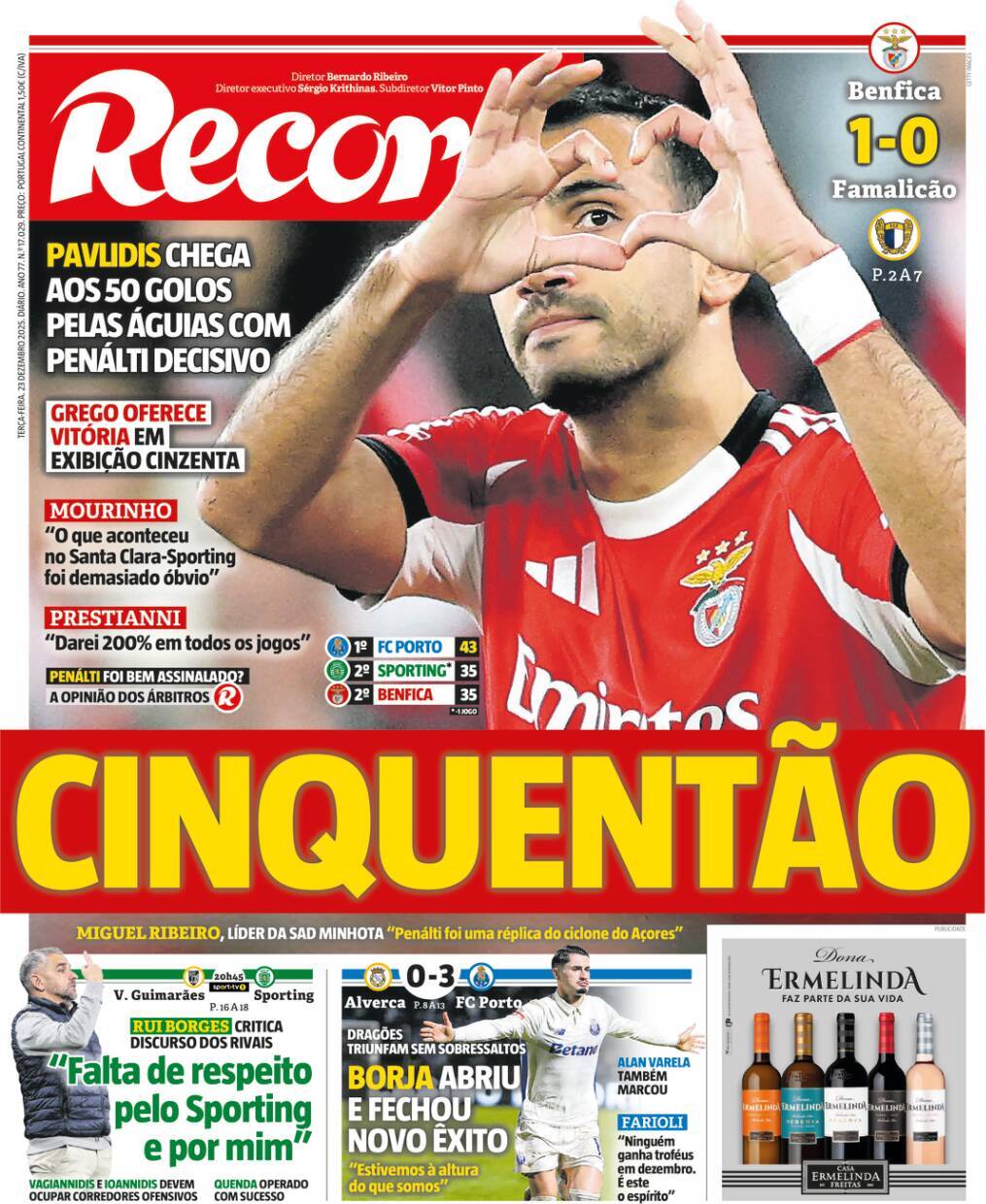 Record: Capa da Edi&ccedil;&atilde;o de ter&ccedil;a-feira, 23 de dezembro 2025